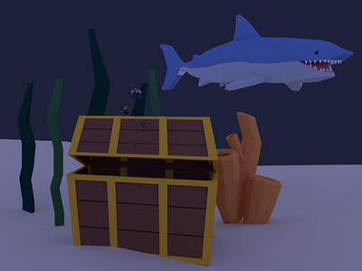 Underwater blender low poly shark underwater