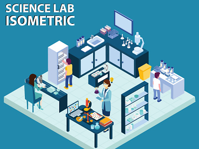 Science Lab Isometric Concept Artwork