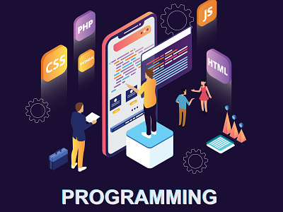 Isometric Artwork Concept of Programming