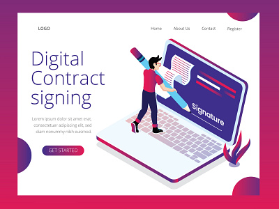 Digital Contract Signing agreement background business businessman buy concept contract creative deal design digital document electronic finance flat hand icon isometric isometric design isometric illustration