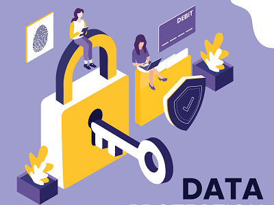 Data Protection access background business character cloud code computer concept confidential connection crime data design eu finance flat general hack isometric isometric design