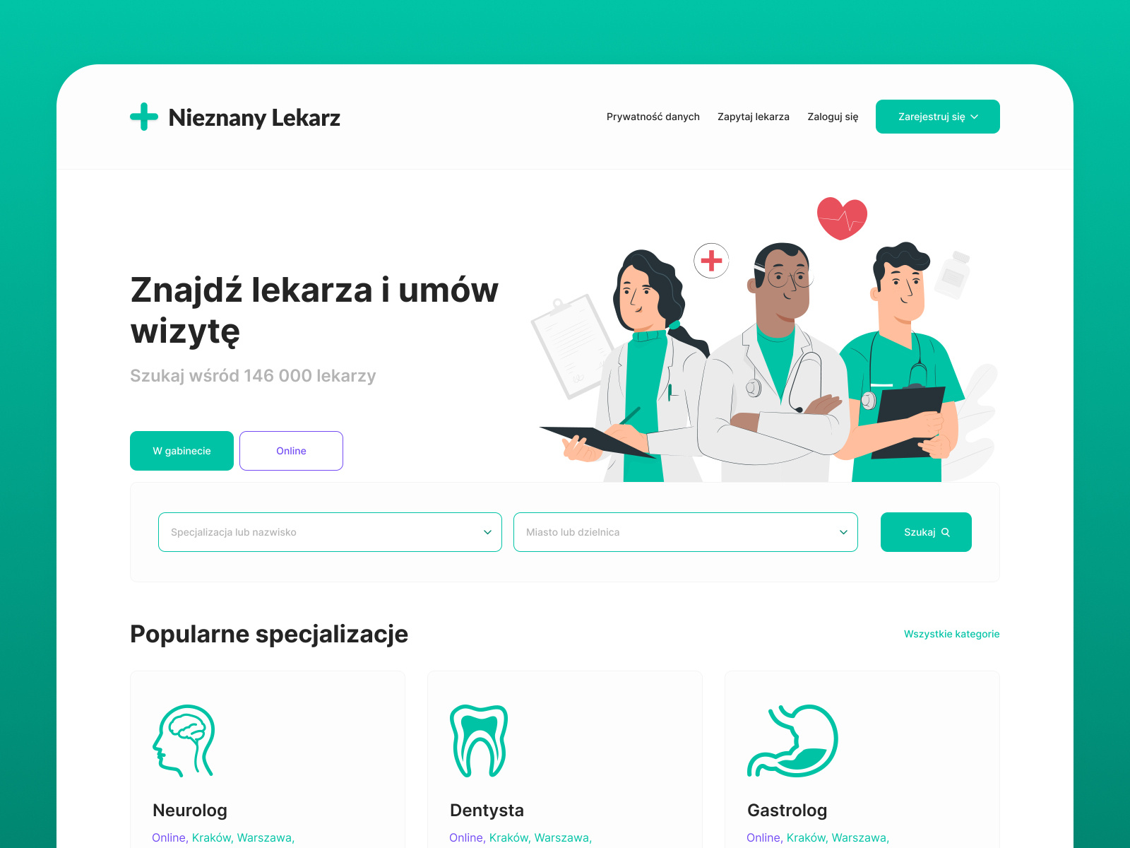 Znanylekarz.pl redesign concept by Arkadiusz Spiralski on Dribbble