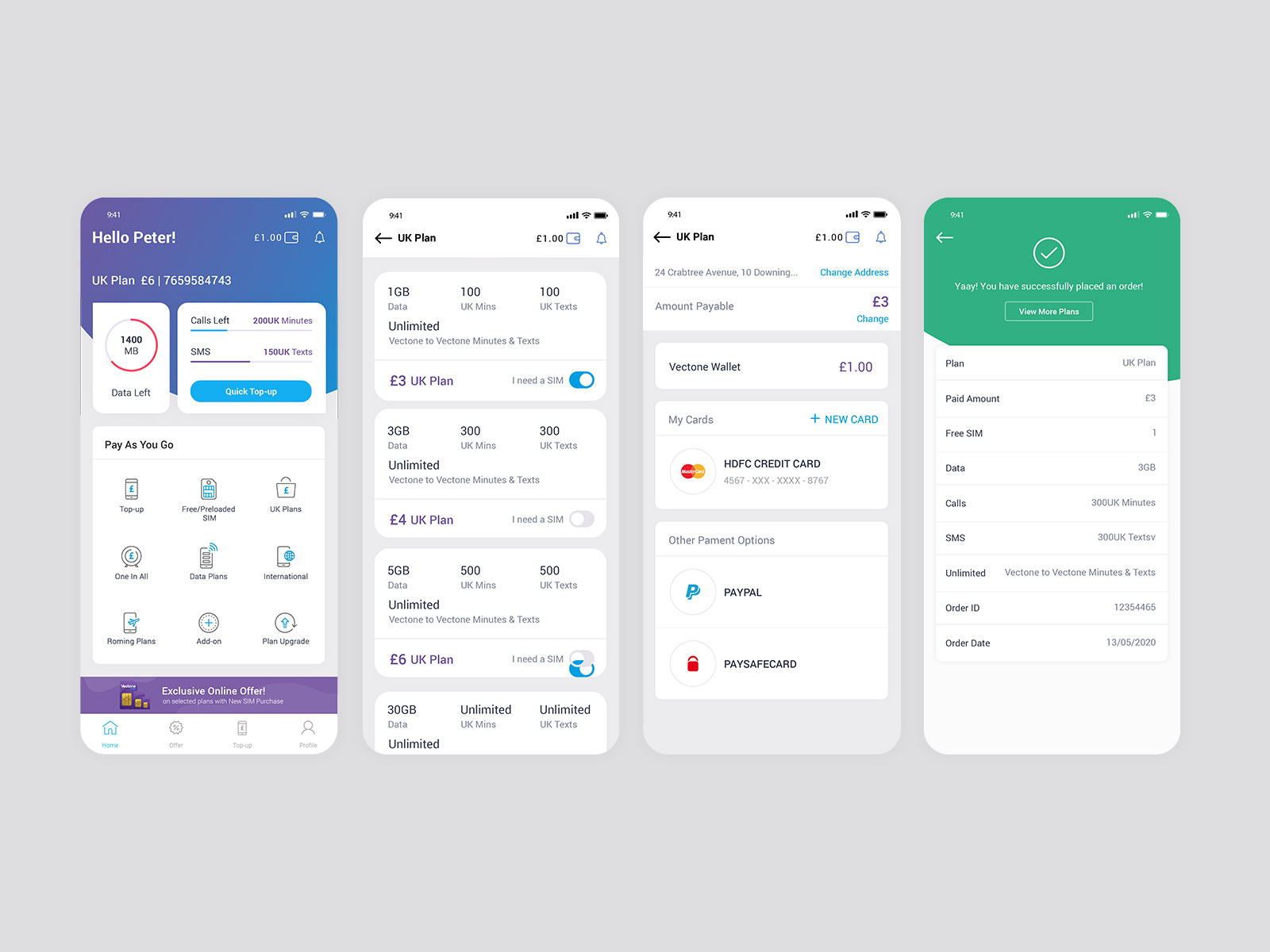 Recharge mobile app by Tamiii on Dribbble