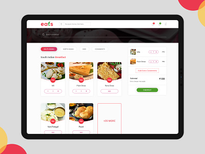 Indian Breakfast Web App food app online food app ui ux design ui concept ux design ux ui design web app design web application web application design