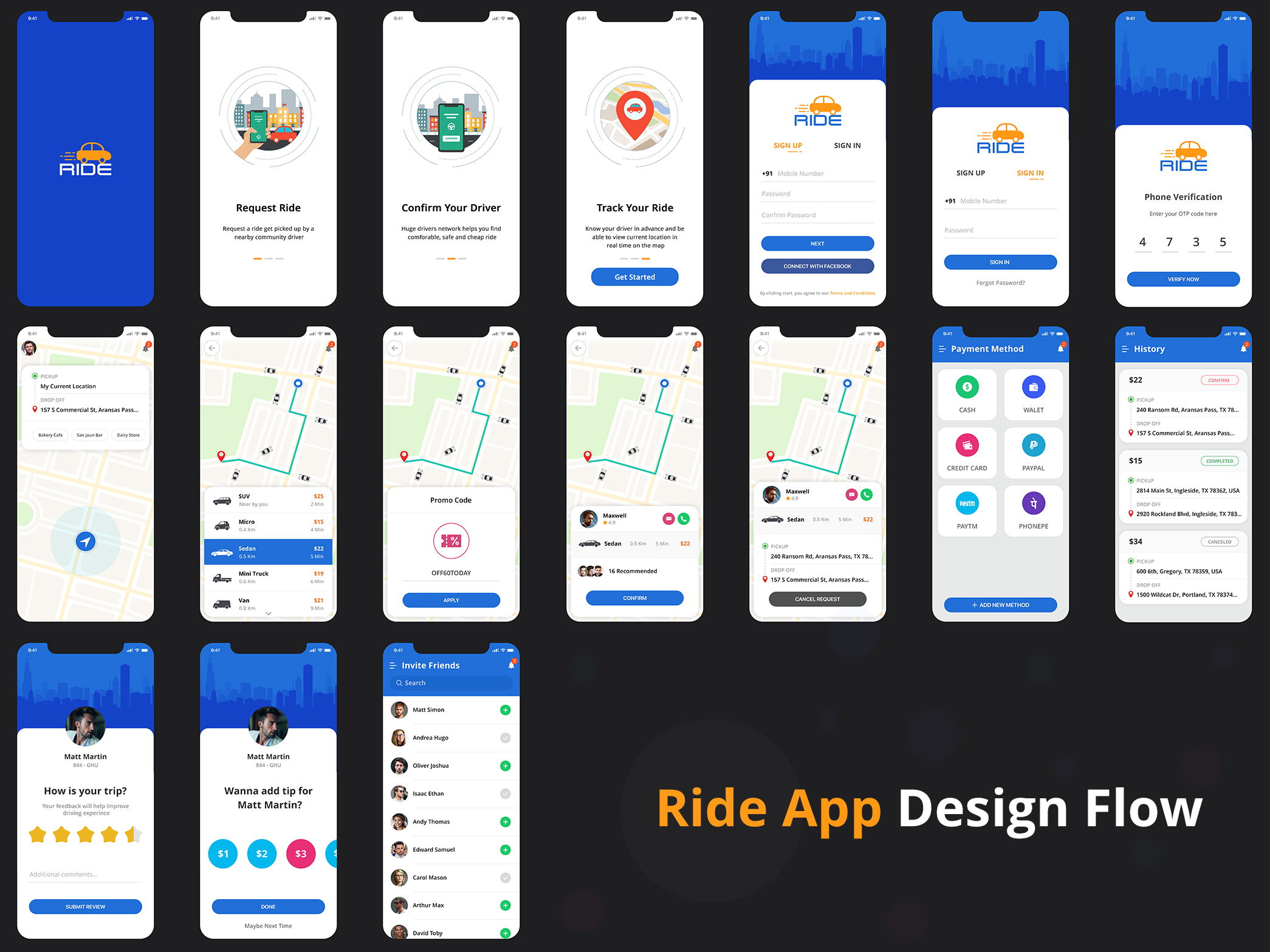 Ride Mobile App by Tamiii on Dribbble