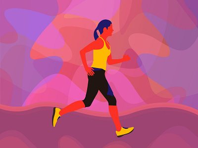 Girl Running Illustration