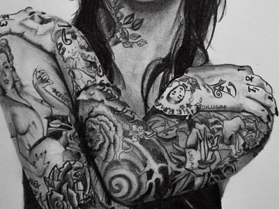 Kat Von D Portrait graphite pencil photorealism tattoo