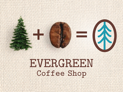 Evergreen Coffee Shop Branding bean brand burlap coffee concept design evergreen logo print tree