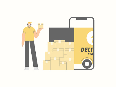 Delivery service app banner business character character design deliverly design flat illustration minimal service ui vector