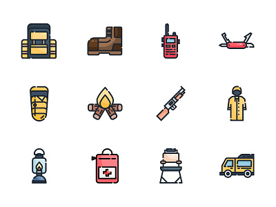 Camping Filled Outline icons.