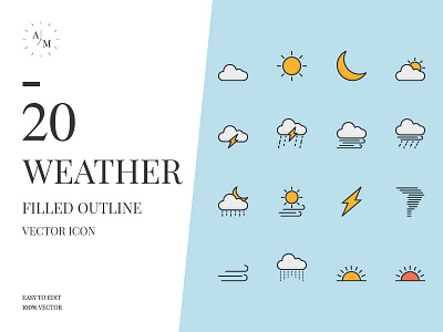 Weather Icon Set app design flat icon illustration minimal ui ux vector weather web