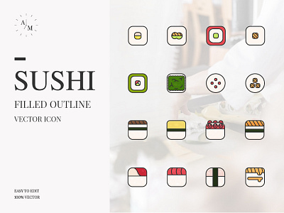 Sushi app culture design flat food icon illustration japan japanese food minimal sushi ui ux vector web website