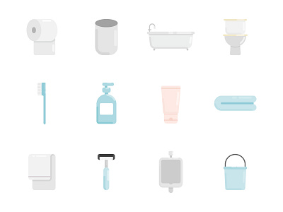 Bathroom Flat Icons app bathroom design equipment flat icon icons illustration set ui ux vector