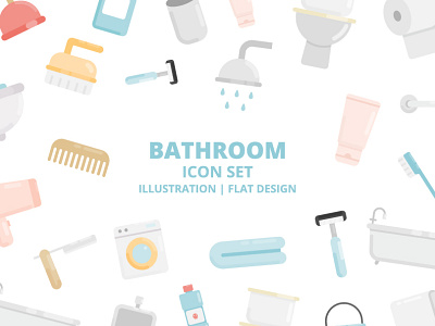 Bathroom Flat Icons bathroom color design flat icon icon set illustration minimal minimalist ui ux vector web