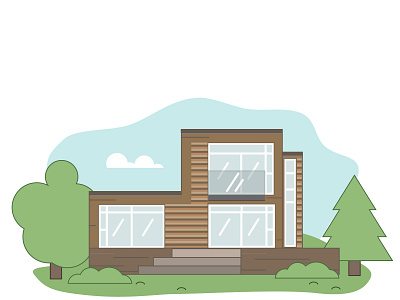 House building house illustration nature trees vector