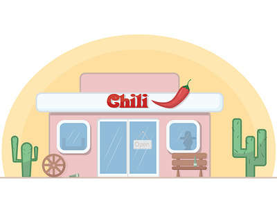 Cafe building cactus cafe chili drink house illustration pub rest saloon vector western