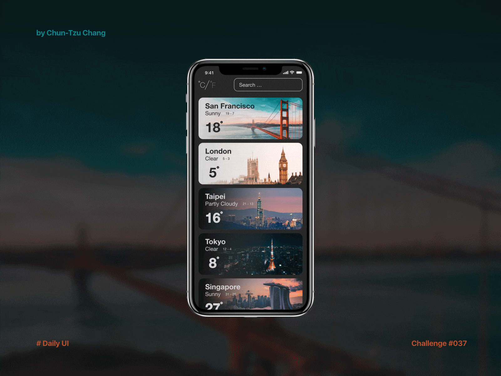 DailyUI #037 - Weather Mobile gif daily 100 challenge daily ui dailyui dailyuichallenge design gif ui ui 100day ui design uidesign weather