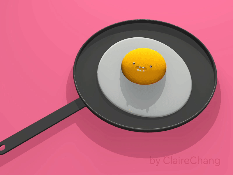 C4D Practice - Fried Egg 🍳 3d 3d art animated animated gif animation c4d c4dart character cinema 4d cinema4d egg fried egg motion sunny side up 🍳