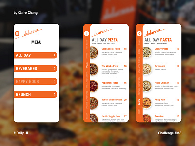 Digital Menu for Delarosa (DailyUI#043)🍕 🍕 🍕 daily 100 challenge daily ui dailyui dailyuichallenge digital menu menu orange pizza pizza menu ui ui 100day ui design uidesign 🍕
