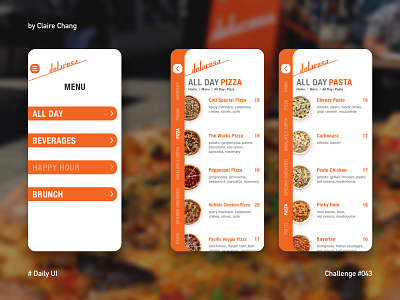 Digital Menu for Delarosa (DailyUI#043)🍕 🍕 🍕