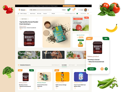 Grocery Food Item Website Landing Page adobe xd design grocery mockup ui web design web ui design website