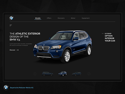 BMW Car Configurator bmw car landing page dark theme ui webdesign xd design