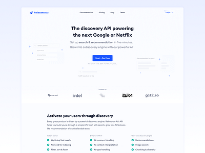 Relevance AI Search API landing page