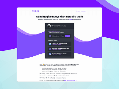 Kick Prelaunch Landing Page