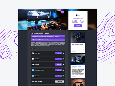 Kick Campaign Page competitions gaming giveaways illustration landing page ui