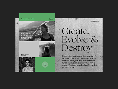 Create, Evolve and Destroy art design flat minimal typography ui userinterface ux web website