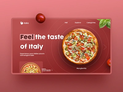 Italia application art flat food illustrator italy margherita photoshop pizza ui userinterface ux websites