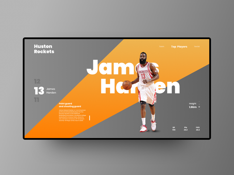 James Harden application website design interaction interactivity flat logo userinterface ux ui