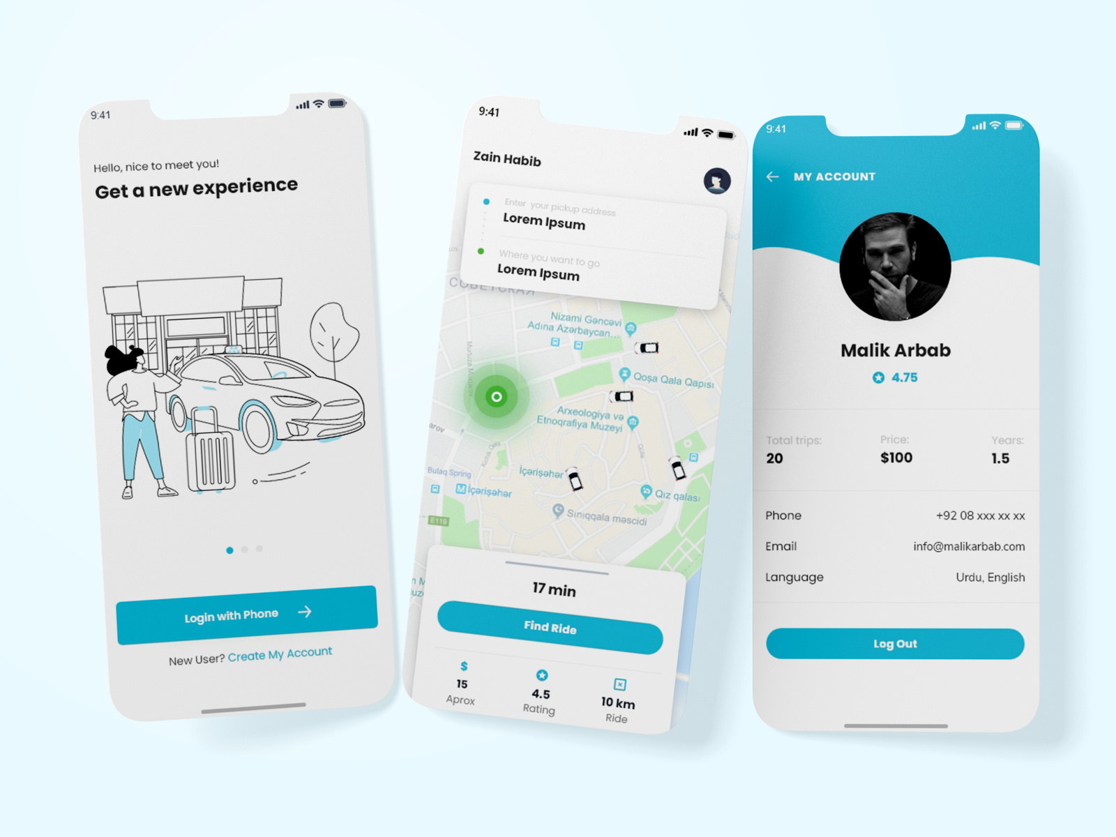 Cab Booking App UI Design by Malik Arbab Awan on Dribbble