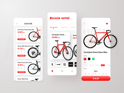 Bike Rental App app aventon bicycle bike bikes buy design fixedgear ios mobile rentals ui ux