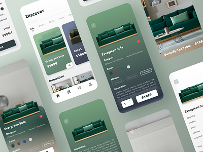Furniture shopping app app design discover fashion furniture app interaction mobile shopping sofa typography ui ux zaozuo