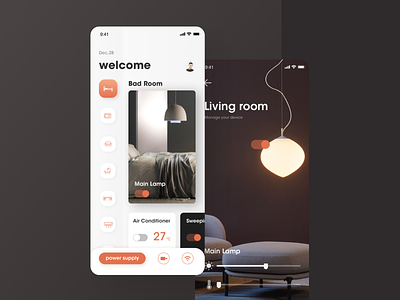 Smart Home App app bad room color design home icon ios livingroom smarthome temperature ui ux