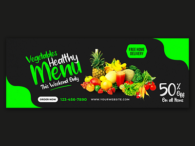 Food Delivery Shop Facebook Cover Page Design banner design branding cover design fb fb cover food delivery graphic design ig natural food social media social media page vegetables