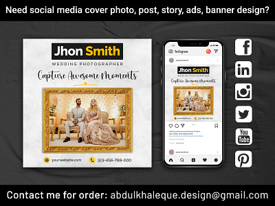 Wedding Photographer Social Media Post Banner Design