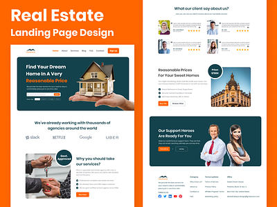 Real Estate Website Landing Page Design blue color website landing page design modern real estate new real estate nurency offspace orange color website pixency property development website real estate realtor realtor website trendy real estate ui ui design website design