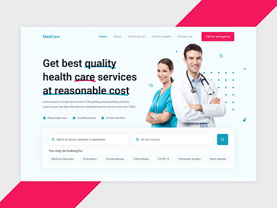 Medical Healthcare Website - Hero Section doctor doctor ui doctor ui design doctor website healthcare ui hospital hospital ui hospital web design masud rana medical ui odama piqo design ui ui design hospital ui design website uidesign web design website