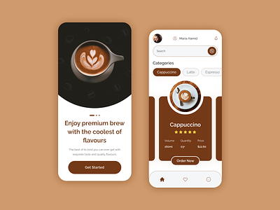 Coffee Ordering App Design app app design app designer cofee coffee coffee app coffee app design coffee app screen coffee mobile app coffee order coffee ordering app ui design