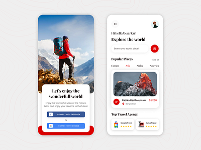 Travel Mobile App UI Design app for tourist app for traveler app ui design colorful app ios app designer journey app mobile app mobileapp travel adventure app travel app traveler app ui