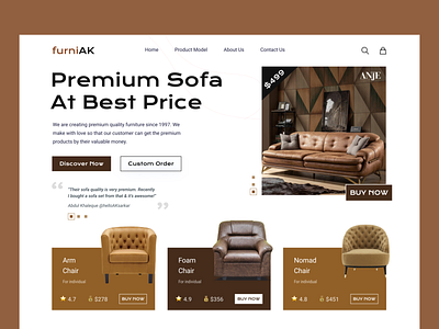 Sofa Seller Shop eCommerce Website Header Design