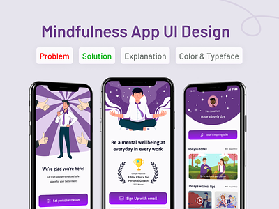Mindfulness App UI/UX app app design app ui app ui design app ui ux case study health meditation mind mindfulness mobile productivity psychological relax ui ui app ui design ui ux ui ux design yoga