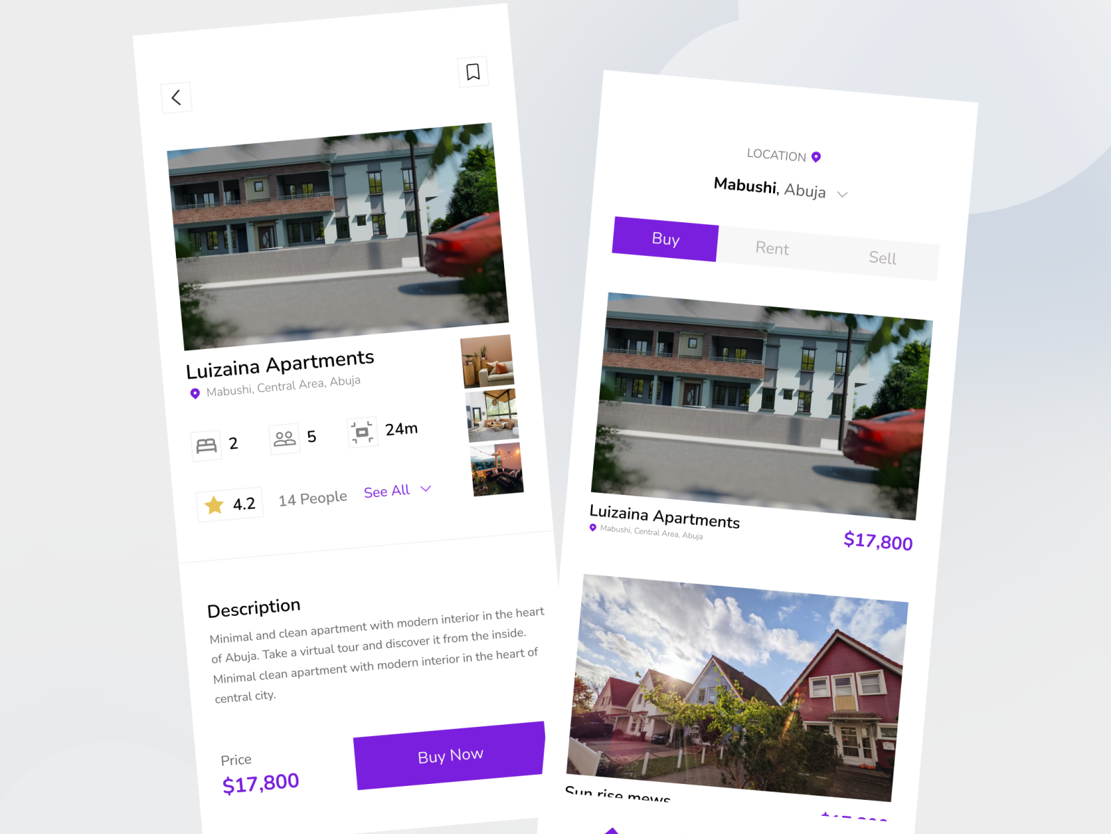 Real estate rentals Mobile UI by Nzenwa chidozie on Dribbble