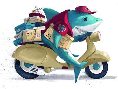 Shark Parcel Service children illustration childrens books