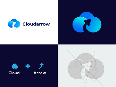 Cloud Logo with Arrow 3d animation arrow art behance branding cloud creative design gradient graphic design illustration lettering logo logo design minimal minimalist motion graphics ui vector