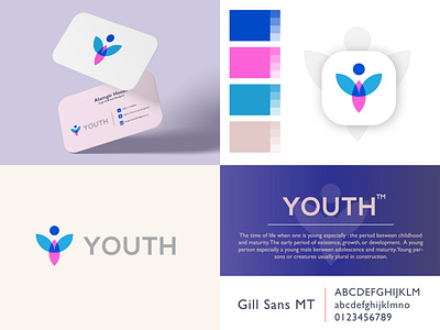 Letter Y Youth Logo Project age 24 branding designlogo flatdesign graphic design human icon identity leaf logo logotype ministry people students teen unity 3d vector y young youth