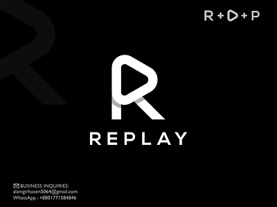 Letter RP Replay Logo | Video Play Button