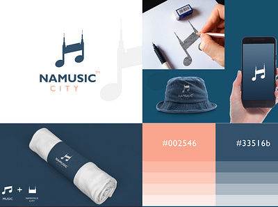 NAMUSIC CITY Logo Design abstract audio logo band logo brand identity branding city logo city music dj logo ecommerce graphic design icon lettermark abstract logo logo logo design logos minimalist logo modern logo music app music logo play